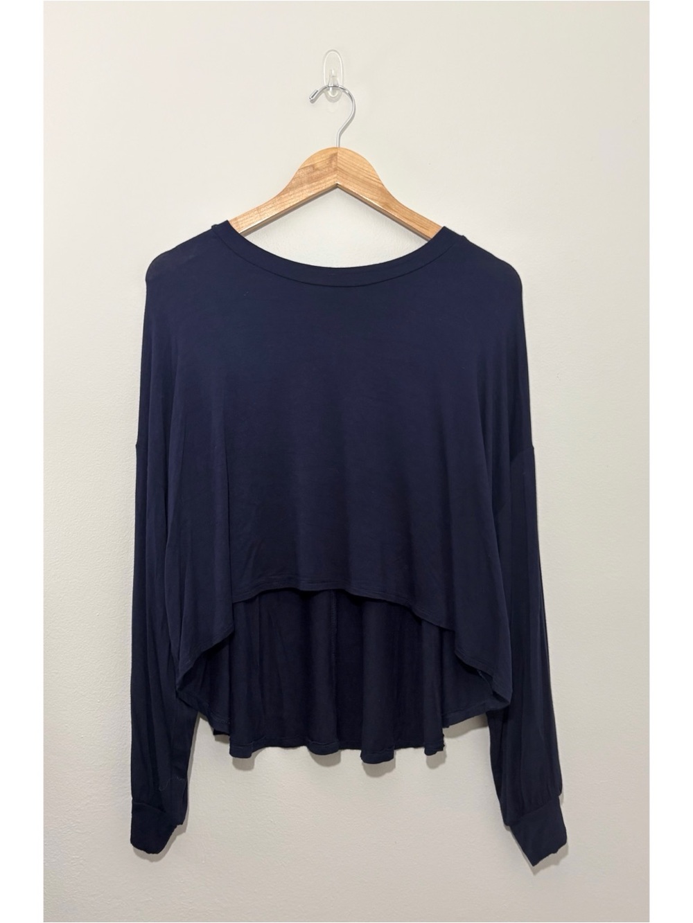 BURU navy ultra-soft long sleeve high-low top (large)